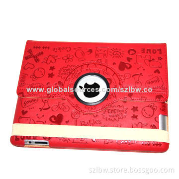 Smart Wake-up/Sleep Twill Leather Flip + TPU Stand Case for iPad Mini, 360 Degrees Rotary
